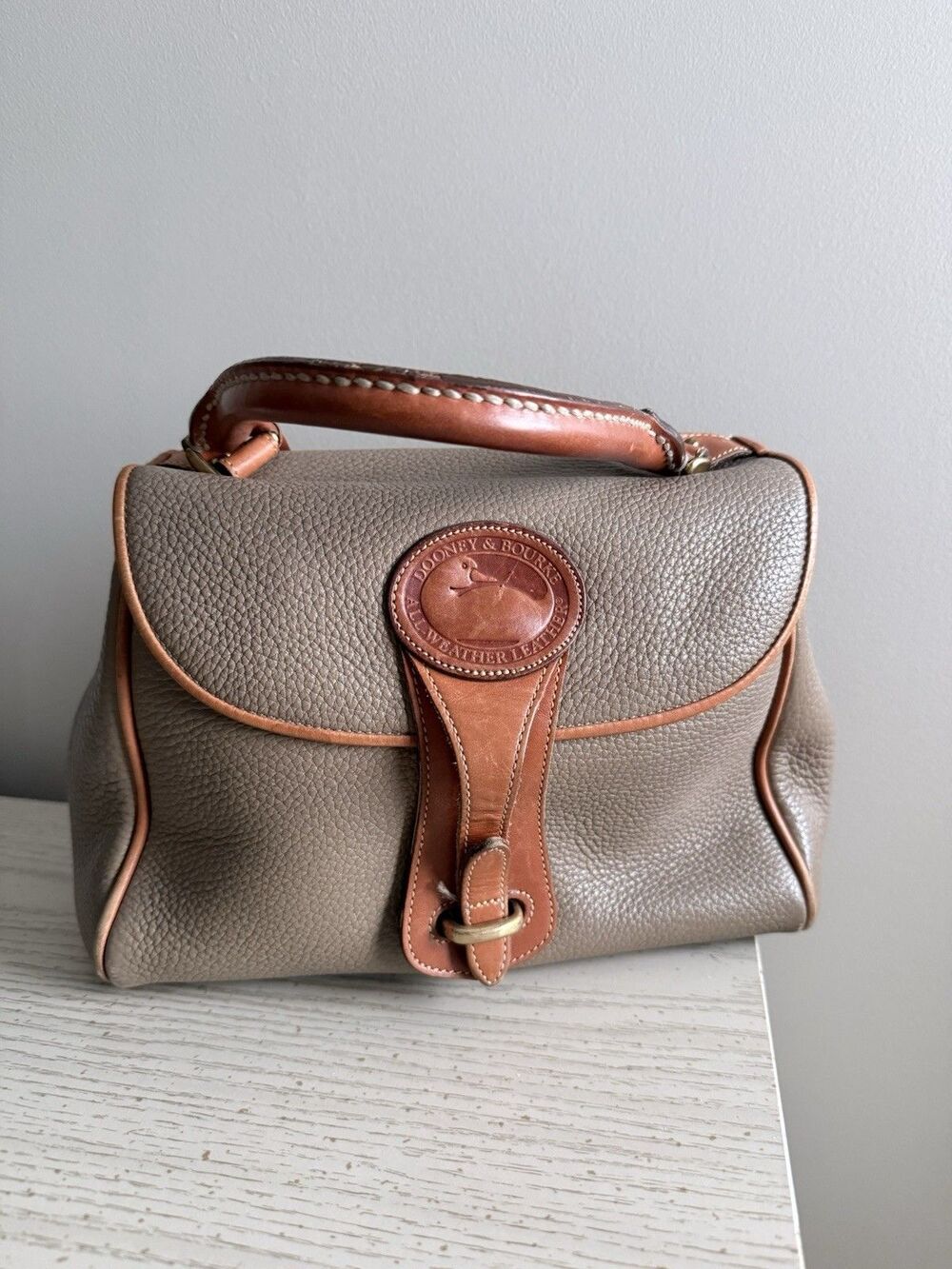 Dooney Bourke AWL Essex Flap Tote Vintage Handbag Pebbles Leather